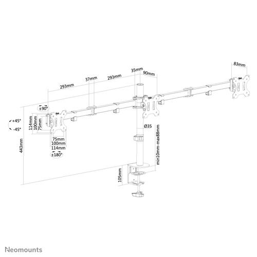 Neomounts FPMA-D550D3BLACK Monitorarm 10-27 - Image 2