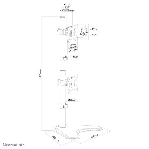 Neomounts FPMA-D550DDVBLACK Monitorstandaard 10-32" - verticale montage - Image 3