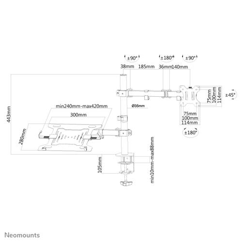 Neomounts FPMA-D550NOTEBOOK Monitorarm met laptophouder 10-32 - Image 5