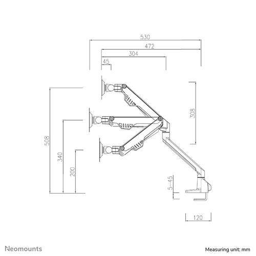 Neomounts FPMA-D750DWHITE2 Monitorarm 10-32" - gasveer - Topfix - 180°-stop - Image 7