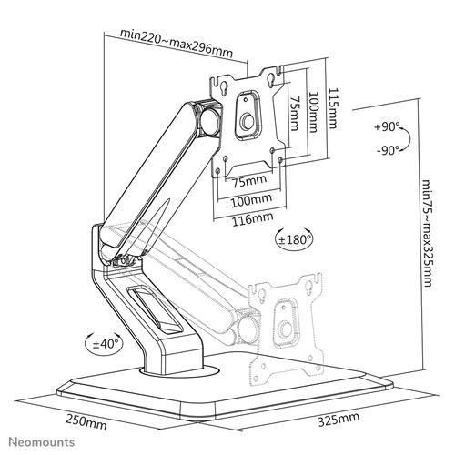 Neomounts FPMA-D885BLACK Monitorstandaard 15-32" - gasveer - Image 9