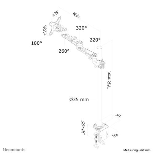 Neomounts FPMA-D935POLE70 Monitorarm 10-30 - Image 3