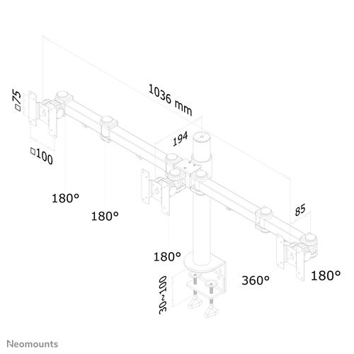 Neomounts FPMA-D960D3 Monitorarm 10-21 - Image 3