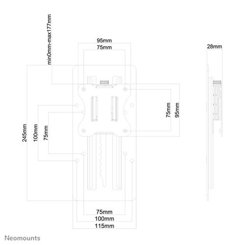 Neomounts FPMA-LIFT100BLACK Hoogteverstelbare VESA-adapter - universeel - Image 4