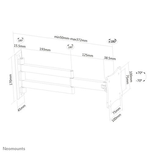 Neomounts FPMA-W830BLACK Monitor/TV-beugel wand 10-27" - full motion - Image 9