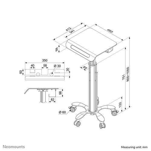 Neomounts MED-M050 Medisch mobiel werkstation 10-18" - gasveer - Image 5