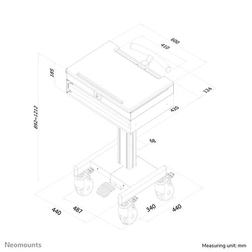 Neomounts MED-M100 Medisch mobiel werkstation -17" - gasveer - vergrendelbaar - Image 3