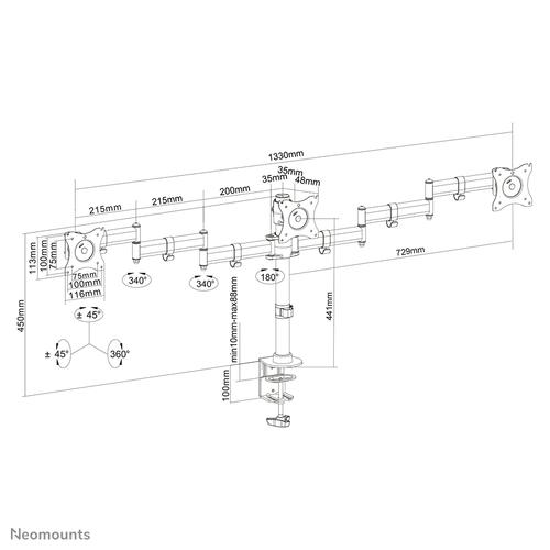 Neomounts NM-D135D3BLACK Monitorarm 10-27 - Image 2