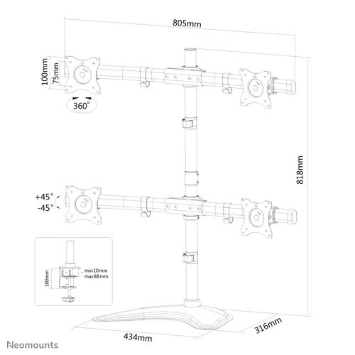 Neomounts NM-D335D4BLACK Monitorstandaard 10-27 - Image 3