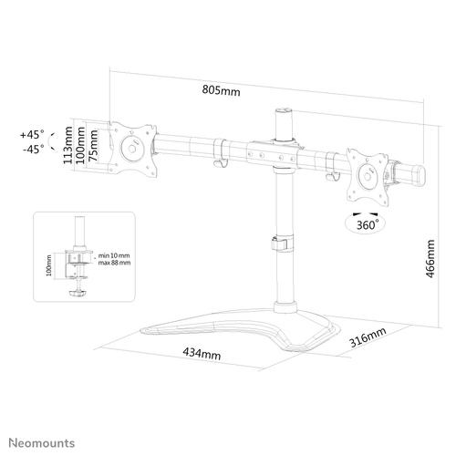 Neomounts NM-D335DBLACK Monitorstandaard 10-27 - Image 5