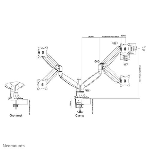 Neomounts NM-D750DWHITE Monitorarm 10-32" - gasveer - Image 3