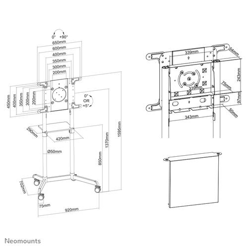 Neomounts NS-M1250BLACK TV trolley 37-70" - roteerbaar - Image 8