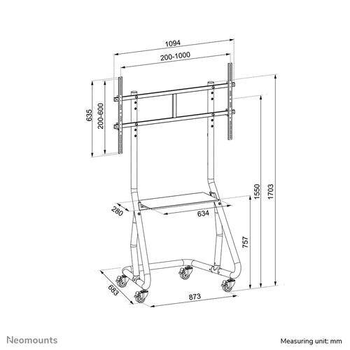 Neomounts NS-M3800BLACK TV trolley 60-100 - Image 6