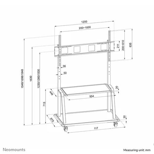Neomounts NS-M4000BLACK TV trolley 60-105 - Image 5