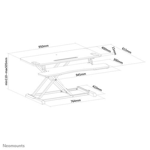 Neomounts NS-WS300BLACK Zit-stawerkplek - gasveer - Image 5