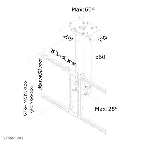 Neomounts PLASMA-C100BLACK Monitor/TV-beugel plafond 37-75" - h 67-107 cm - Image 3