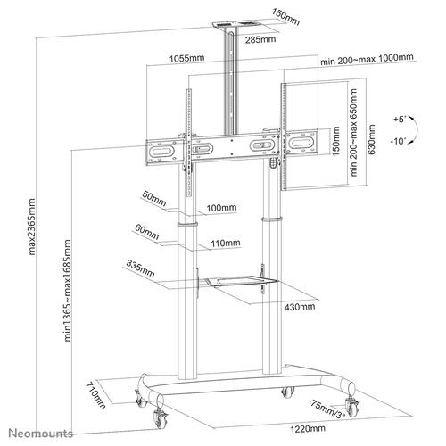 Neomounts PLASMA-M1950E TV trolley 60-100 - Image 8