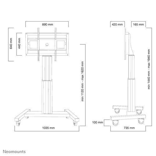 Neomounts PLASMA-M2500SILVER TV trolley 42-100" - gemotoriseerd - Image 6