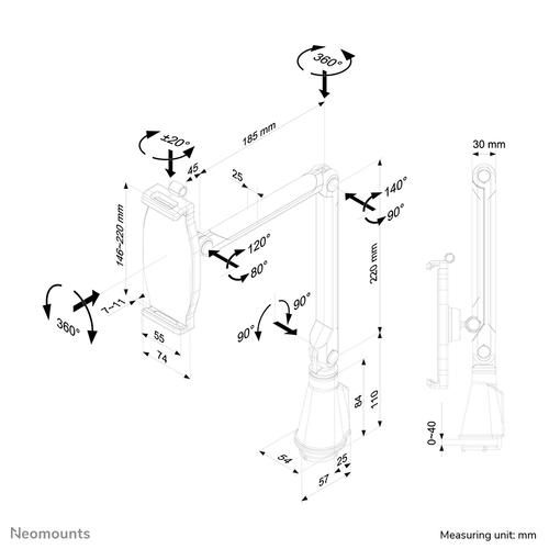 Neomounts TABLET-D100SILVER Tablet houder bureauklem 4.7-12.9" - universeel - full motion - Image 8