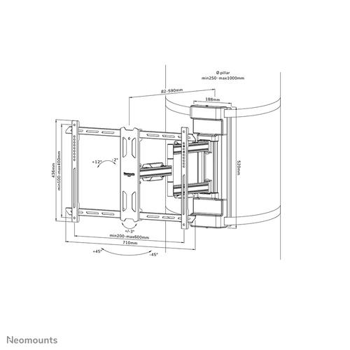 Neomounts WL40S-910BL16 TV-pilaarsteun 40-70" - full motion - diam. 25-100 cm - Image 8
