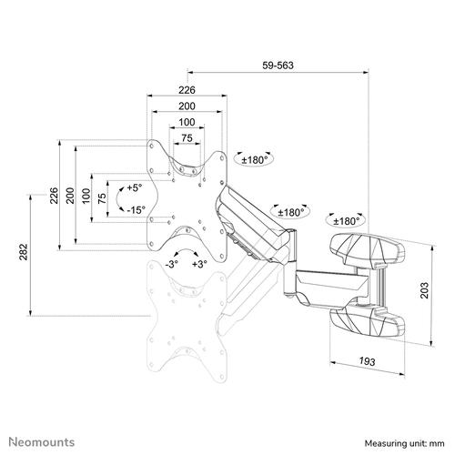 Neomounts WL70-550BL12 Monitor/TV-beugel wand 23-42" - gasveer - full motion - Image 7