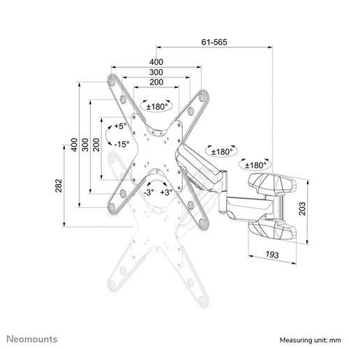 Neomounts WL70-550BL14 Monitor/TV-beugel wand 32-55" - gasveer - full motion - Image 7