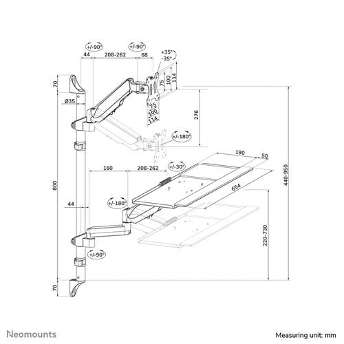 Neomounts WL90-325BL1 Zit-sta werkstation wand 17-32" - gasveer - Image 8