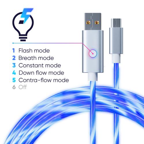 Oniverse ONICAB1-MICUSB2-WHT USB-kabel 2 m USB A Micro-USB B Blauw, Zilver - Image 10