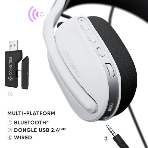 Oniverse Polaris Headset Bedraad en draadloos Hoofdband Gamen USB Type-C / USB Type-A Bluetooth Zwart, Wit - Image 6