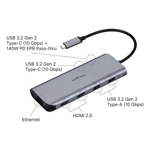 Targus DOCK427GL laptop dock & poortreplicator Bedraad USB 3.2 Gen 2 (3.1 Gen 2) Type-C Grijs - Image 3
