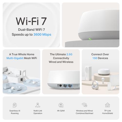 TP-Link DECO BE25(1-PACK) mesh-wifi-systeem Dual-band (2.4 GHz / 5 GHz) Wi-Fi 7 (802.11be) Wit 2 Intern - Image 3