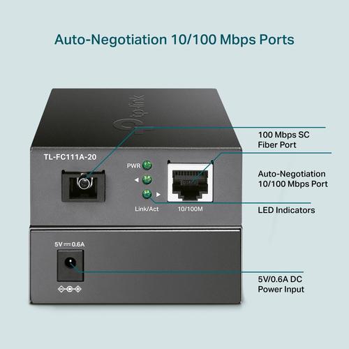 TP-Link Omada FC111A-20 netwerk media converter 100 Mbit/s Single-mode Zwart - Image 3