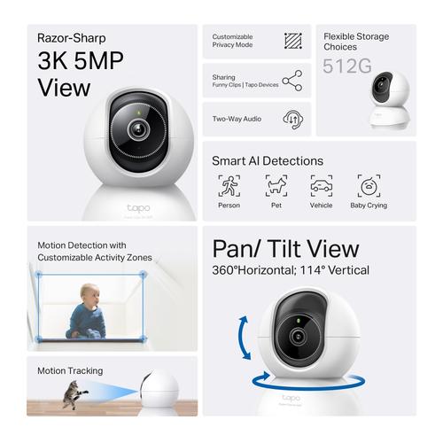 TP-Link Tapo C230 Peer IP-beveiligingscamera Binnen 2880 x 1620 Pixels Plafond/bureau - Image 4