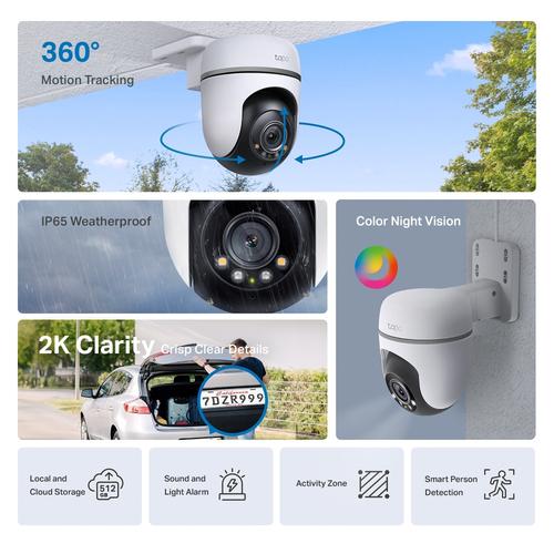TP-Link Tapo TC41 V2 Bolvormig IP-beveiligingscamera Binnen & buiten 2304 x 1296 Pixels Plafond/muur/paal - Image 9