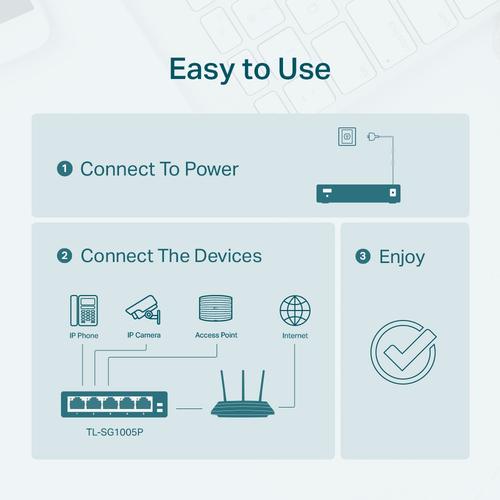 TP-Link TL-SG1005P netwerk-switch Unmanaged Gigabit Ethernet (10/100/1000) Power over Ethernet (PoE) Zwart - Image 8