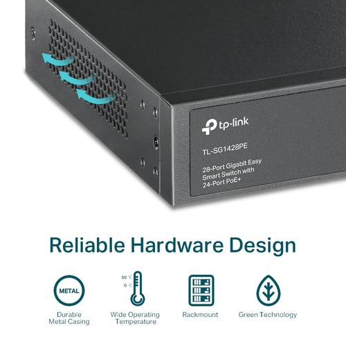 TP-Link TL-SG1428PE netwerk-switch Managed L2 Gigabit Ethernet (10/100/1000) Power over Ethernet (PoE) 1U Zwart - Image 7