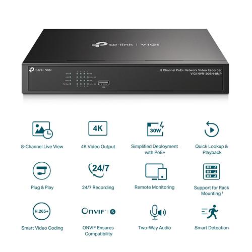TP-Link VIGI NVR1008H-8MP Netwerk Video Recorder (NVR) Zwart - Image 4