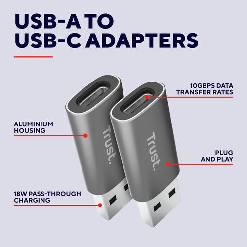 Trust Calyx USB Type-C USB Type-A Grijs - Image 6