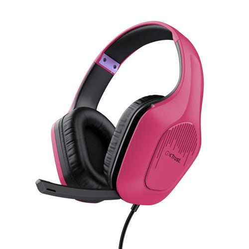 Trust GXT 415P Zirox Gaming Headset - Bedrade gamingheadset – Opklapbare microfoon – 50 mm drivers – Roze - Image 1