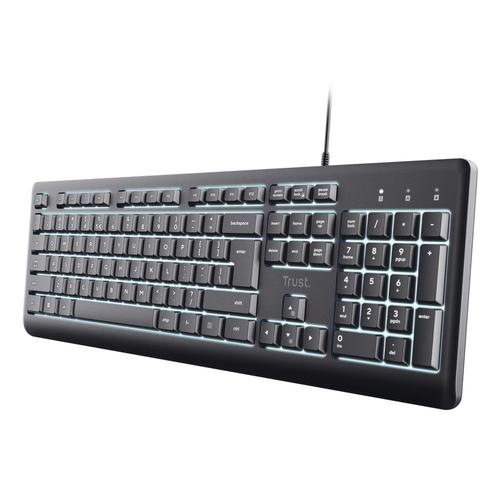 Trust Primo Verlicht Toetsenbord - Bedraad toetsenbord – Verlichte toetsen – QWERTY US-indeling – Zwart