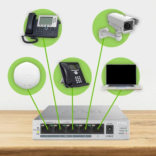 Zyxel GS1005HP Unmanaged Gigabit Ethernet (10/100/1000) Power over Ethernet (PoE) Zilver - Image 4