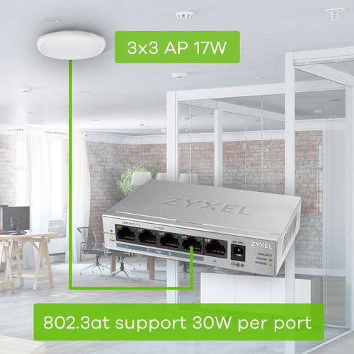 Zyxel GS1005HP Unmanaged Gigabit Ethernet (10/100/1000) Power over Ethernet (PoE) Zilver - Image 5