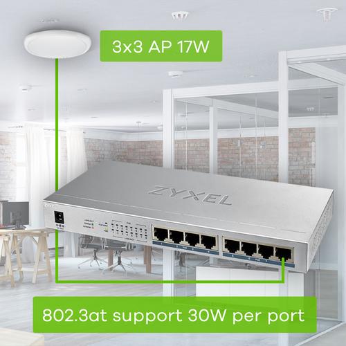 Zyxel GS1008HP Unmanaged Gigabit Ethernet (10/100/1000) Power over Ethernet (PoE) Grijs - Image 9