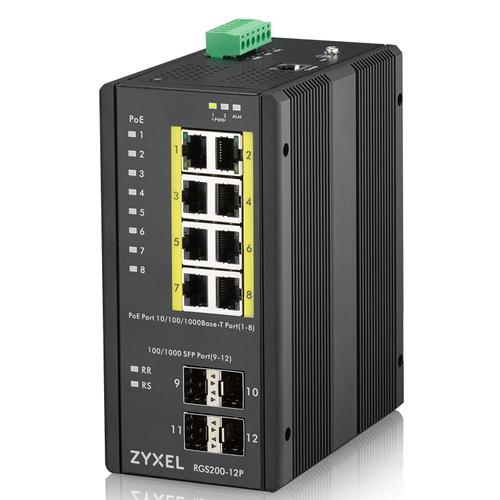 Zyxel RGS200-12P Managed L2 Gigabit Ethernet (10/100/1000) Power over Ethernet (PoE) Zwart - Image 1